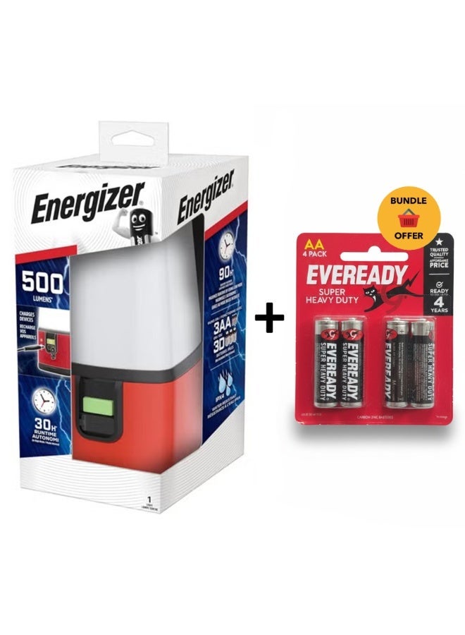 Energizer Weatheready 360 LED Lantern, Water Resistant, All-Around Illumination, Ideal Emergency or Area Lighting, High and Low Intensity Modes With 4Psc AA Batteries - Image 1
